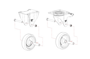 Montageanleitung zur Befestigung eines Rollensatzes für die Serie adlatus 300 und 600.
