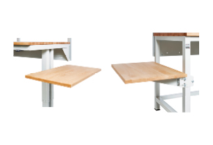 Seitenablagen aus Holz – ideal zur Erweiterung der Arbeitsfläche oder als zusätzliche Ablage für Werkzeug und Zubehör.